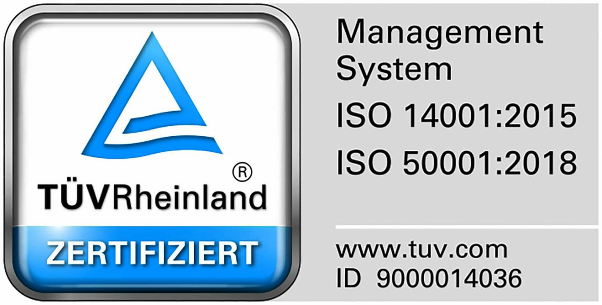 ISO-Zertifikat Tüv Rheinland